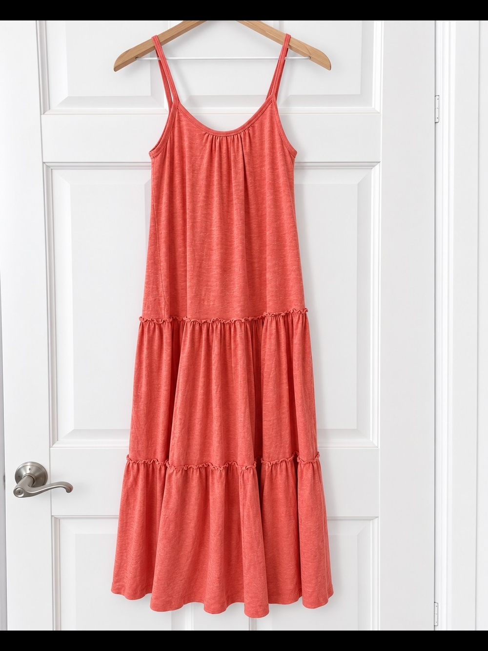 Sundry Coral Tiered Maxi Dress